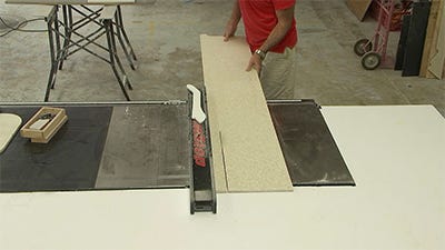 cutting build up strips to add stacked edge build up on solid surface