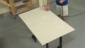 sanding out the material to prep for the edge buildup